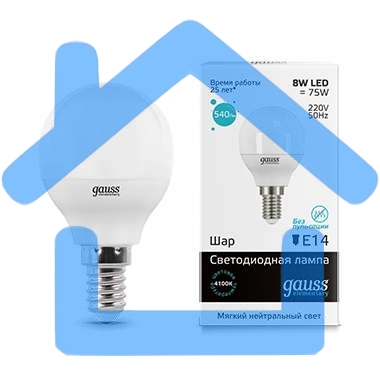 Лампа светодиодная LED 8Вт E14 220В 4100К Elementary шар 53128 Gauss