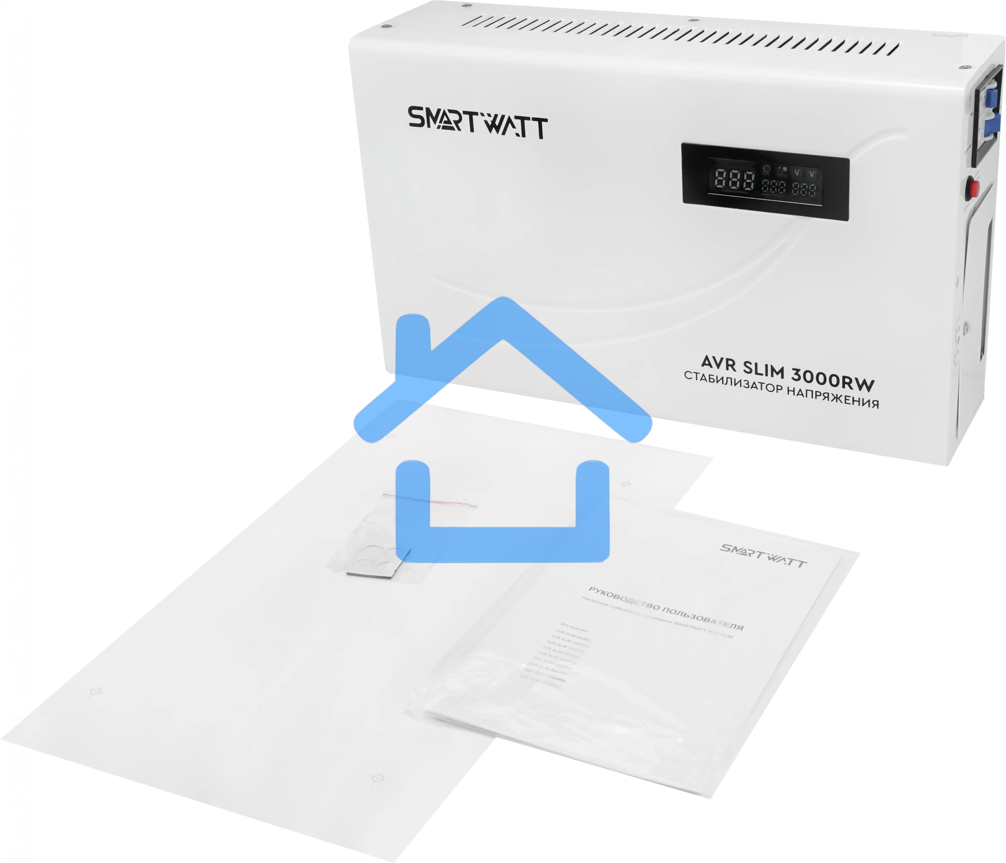 Настенный стабилизатор напряжения SMARTWATT AVR SLIM 3000RW (100W - 260W, 3000VA, 3 кВт, 50 Гц, LED-дисплей, релейный, Н