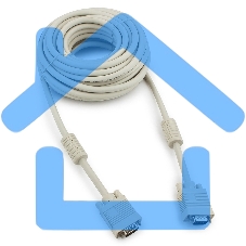 Кабель Gembird/Cablexpert CC-PPVGA-10m,Кабель VGA Premium, 15M/15M, 10м, серый, тройной экран, феррит.кольца