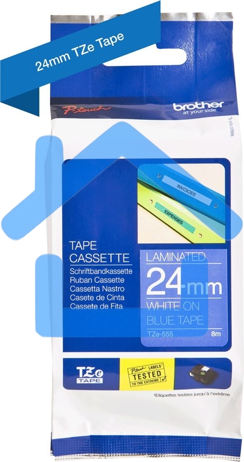 Картридж Brother TZE555 24 мм, 8 м, белый на синем, для BROTHER P-Touch