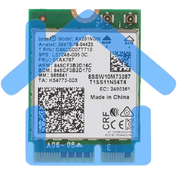 Плата сетевого контроллера Intel Wi-Fi 6 AX201, 2230, 2x2 AX+BT, No vPro, 985855