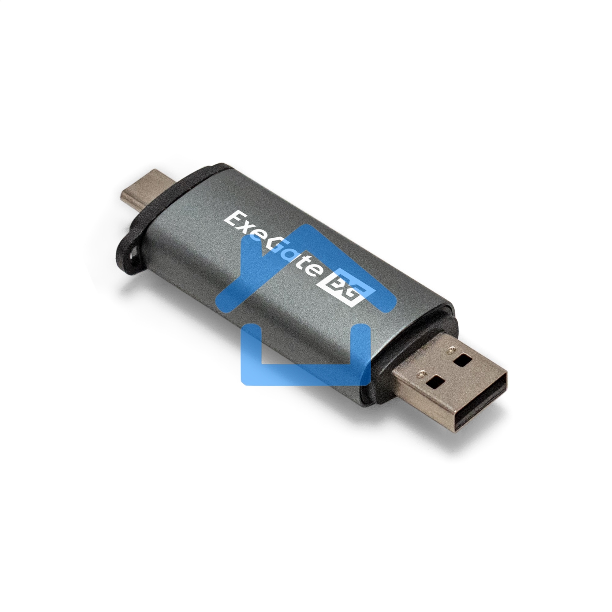Устройство чтения/записи карт памяти ExeGate CR-201CA (кабель-адаптер USB Type-A/Type-C --> Card Reader, поддержка стандартов: SD/SDHC/MMCII/RS MMC, Micro SD/ Micro SDHC/Micro SDXC, Plug&Play, серый)