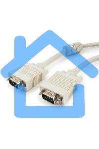 Кабель Gembird/Cablexpert CC-PPVGA-10m,Кабель VGA Premium, 15M/15M, 10м, серый, тройной экран, феррит.кольца