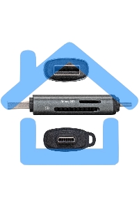 Устройство чтения/записи карт памяти ExeGate CR-201CA (кабель-адаптер USB Type-A/Type-C --> Card Reader, поддержка стандартов: SD/SDHC/MMCII/RS MMC, Micro SD/ Micro SDHC/Micro SDXC, Plug&Play, серый)