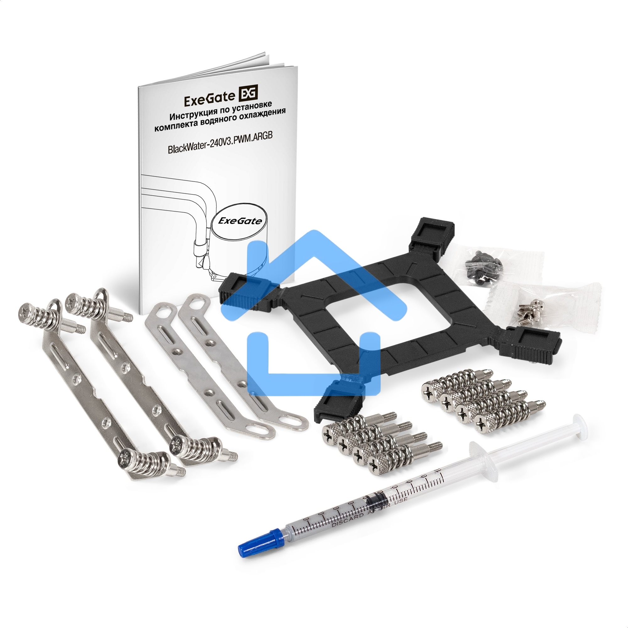 Система водяного охлаждения ExeGate BlackWater-240V3.PWM.ARGB черный, 120 мм, алюминий/медь, 1800 об/мин, 37 дБ, 4 pin, 150 Вт