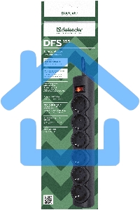 Сетевой фильтр Defender DFS 155 / 6 розеток / черный / 5.0 м