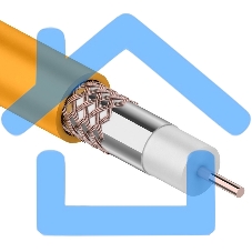 Кабель коаксиальный Rexant RG-6U+Cu нг(А)-HF, Cu/Al/Cu, 64%, 75 Ом, бухта 100 м, оранжевый