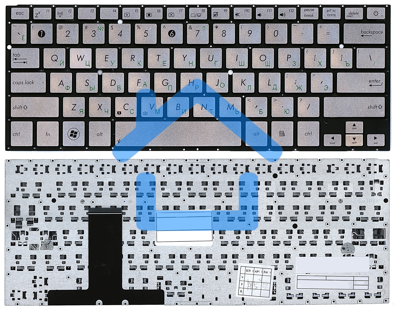 Клавиатура для ноутбука Asus UX31E серебристая