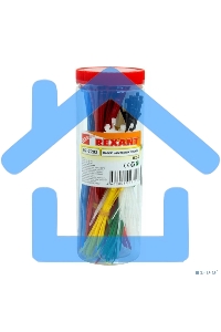 Набор хомутов-стяжек нейлоновых Rexant 100, 200 мм, цветные, НХ-2, тубус 300 шт.