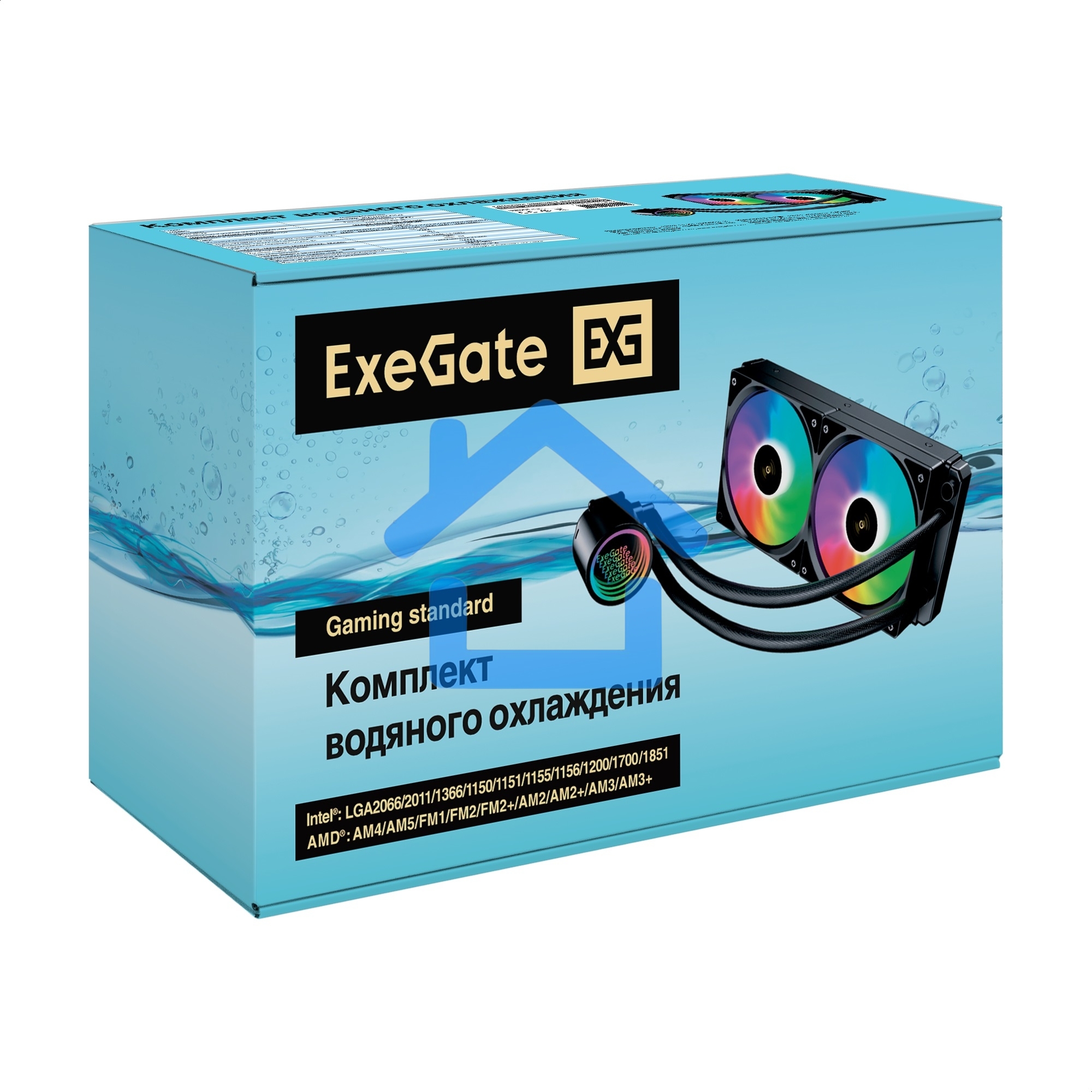 Система водяного охлаждения ExeGate BlackWater-240V3.PWM.ARGB черный, 120 мм, алюминий/медь, 1800 об/мин, 37 дБ, 4 pin, 150 Вт