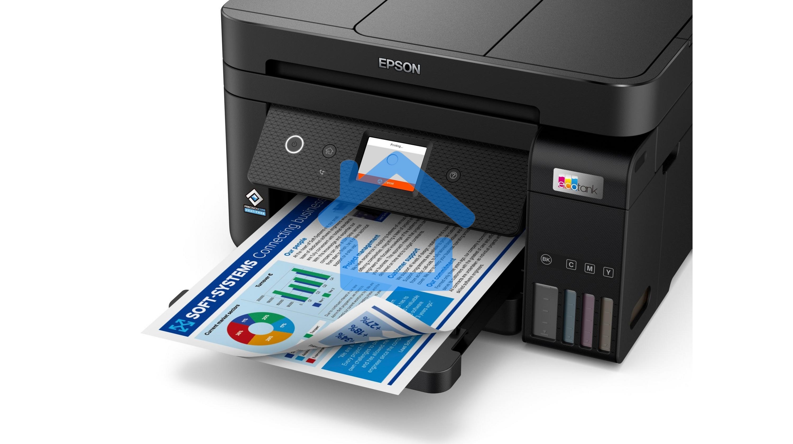 МФУ струйное Epson L6290, А4, цветной, печ. до 15/8.5 стр/мин., 4800x1200 dpi (печ.), 1200 x 2400 dpi (скан.), Wi-Fi, Ethernet, USB