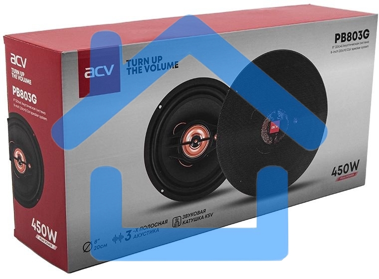 Колонки автомобильные ACV PB-803G 450Вт 90дБ 4Ом 20см (8дюйм) (ком.:2кол.) коаксиальные трехполосные