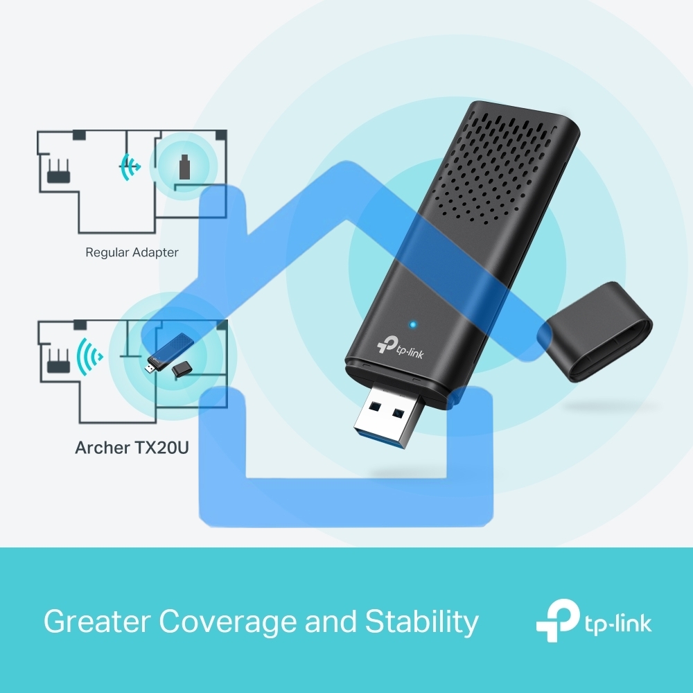 Двухдиапазонный USB-адаптер TP-Link Archer TX20U с поддержкой Wi-Fi AX1800