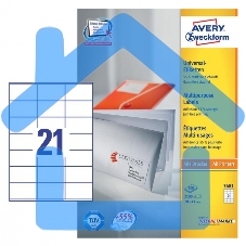 Этикетки самоклеящиеся Avery Zweckform 3481 A4, 70x41 мм, 21 шт, универсальная, 70 г/м2, 100 л, покрытие матовое, белый Этикетки самоклеящиеся Avery Zweckform 3481 A4, 70x41 мм, 21 шт, универсальная, 70 г/м2, 100 л, покрытие матовое, белый