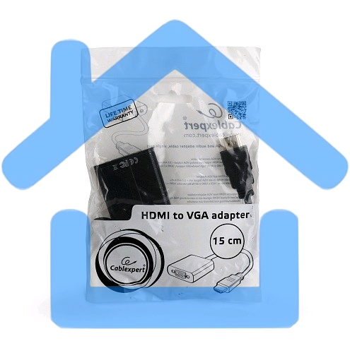 Переходник HDMI-VGA Cablexpert A-HDMI-VGA-04, 19M/15F, провод 15см