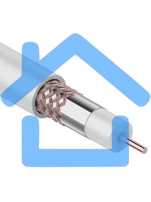 Кабель коаксиальный Rexant RG-6U+Cu, 75 Ом, Cu/Al/Cu, 64%, бухта 305 м, белый