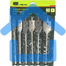 Набор сверл СИБРТЕХ перовых по дереву, 10-12-16-18-20-25 мм 6 шт 704155