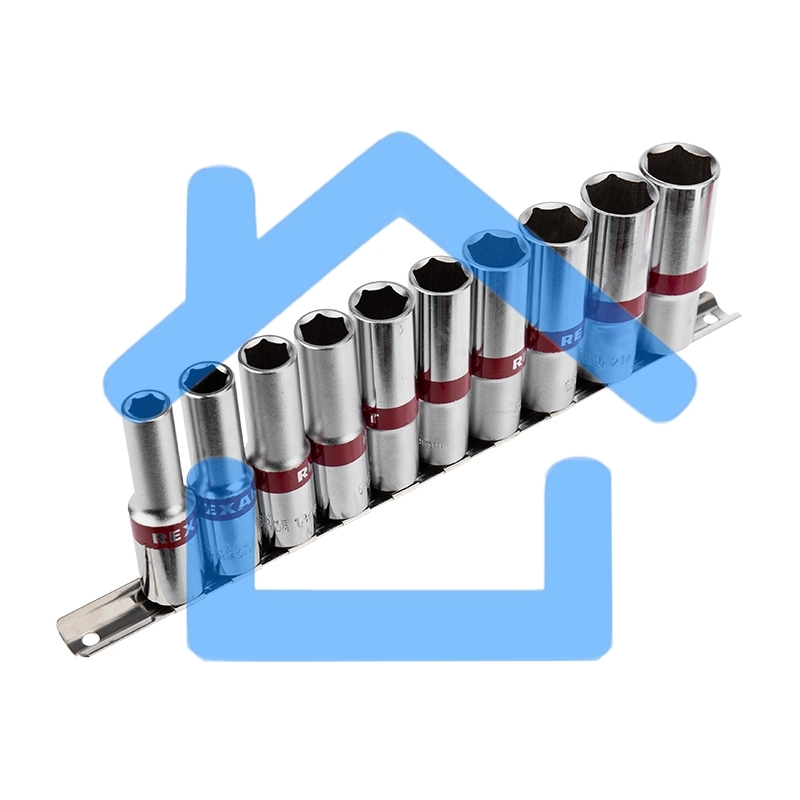 Набор удлиненных торцевых головок Rexant 1/2, шестигранные, CrV, 10 шт., 10-22 мм