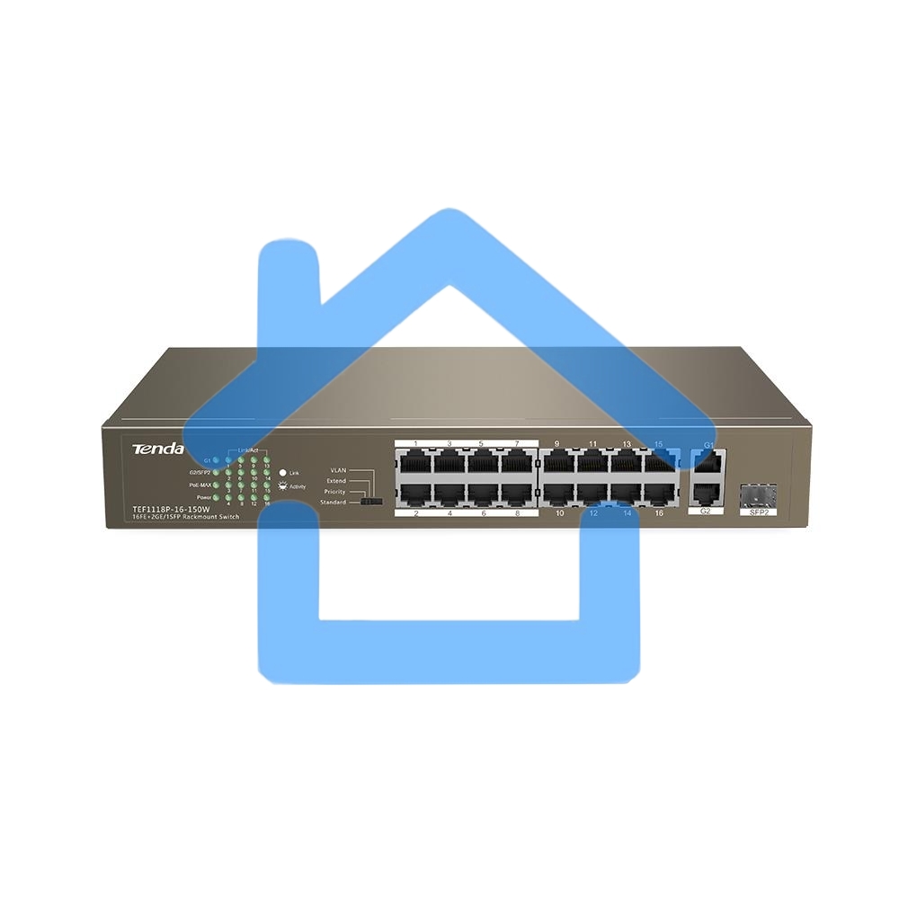 Коммутатор 16PORT TEF1118P-16-150W TENDA