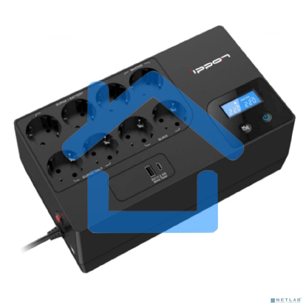 Источник бесперебойного питания Ippon Kirpich 1050 600Вт 1050ВА черный