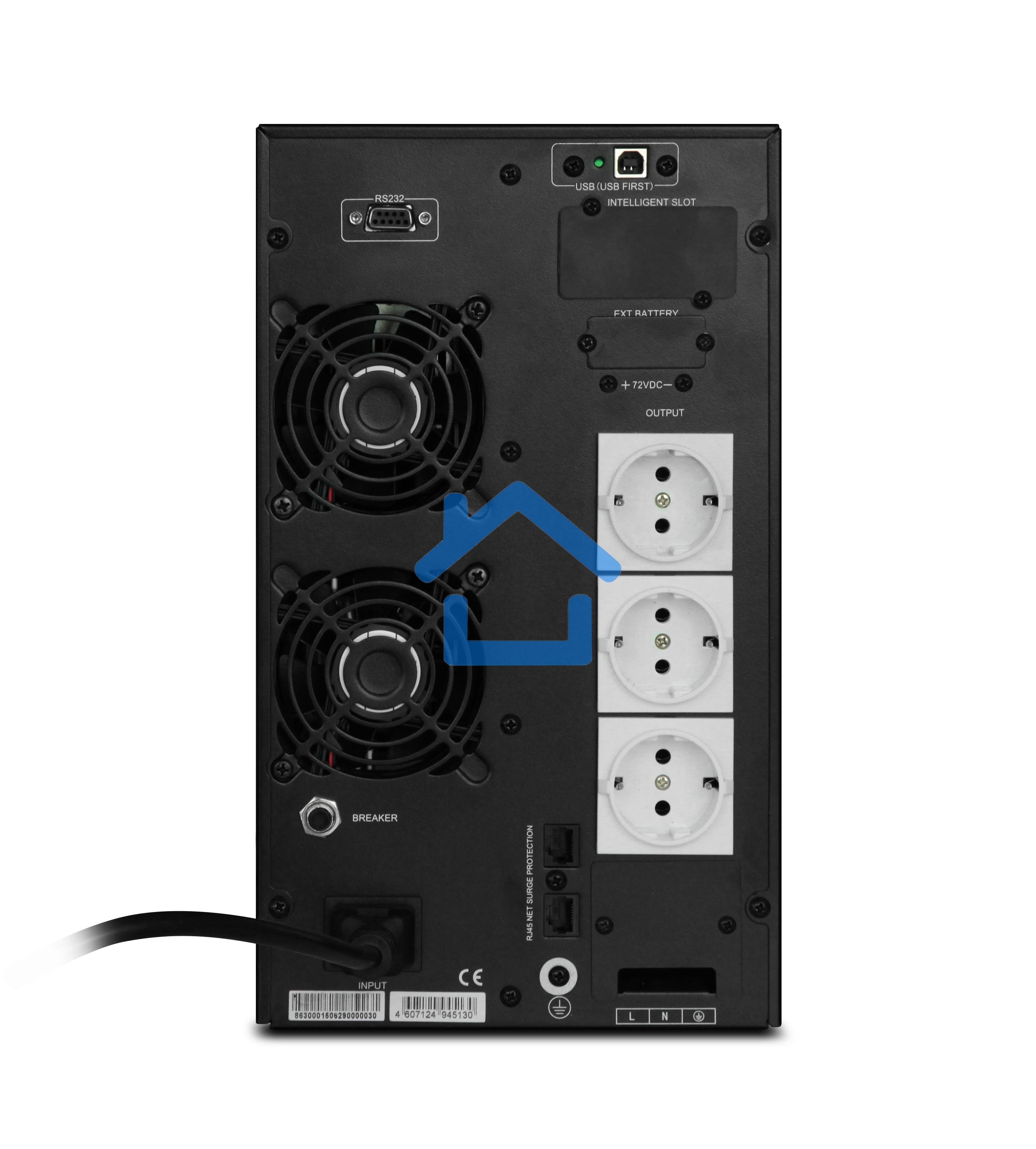 Источник бесперебойного питания Powerman ИБП Online 2000 Plus черный ( внешний блок батарей, в комплект не входит)