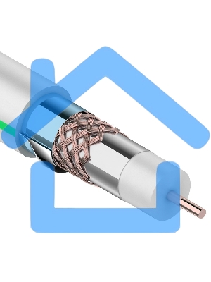 Кабель коаксиальный Rexant RG-6U+Cu, 75 Ом, Cu/Al/Cu/Al, 90%, две фольги, бухта 100 м, белый