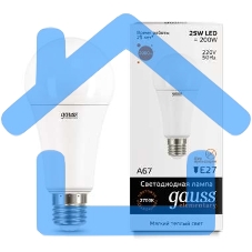 Лампа светодиодная Gauss LED Elementary A67 25W E27 2000lm 3000K 1/10/50 0