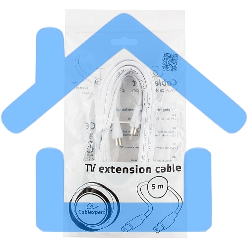 Кабель телевизионный Cablexpert, CCV-515-W-5M, Coaxial M/F, белый, 5м