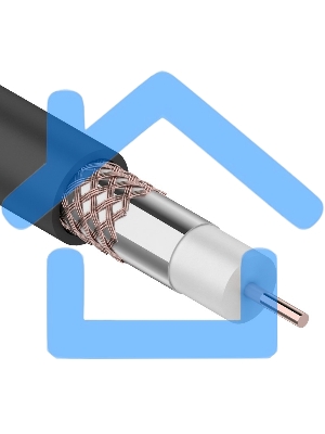 Кабель коаксиальный Rexant RG-6U+Cu, 75 Ом, Cu/Al/Cu, 64%, бухта 305 м, черный OUTDOOR