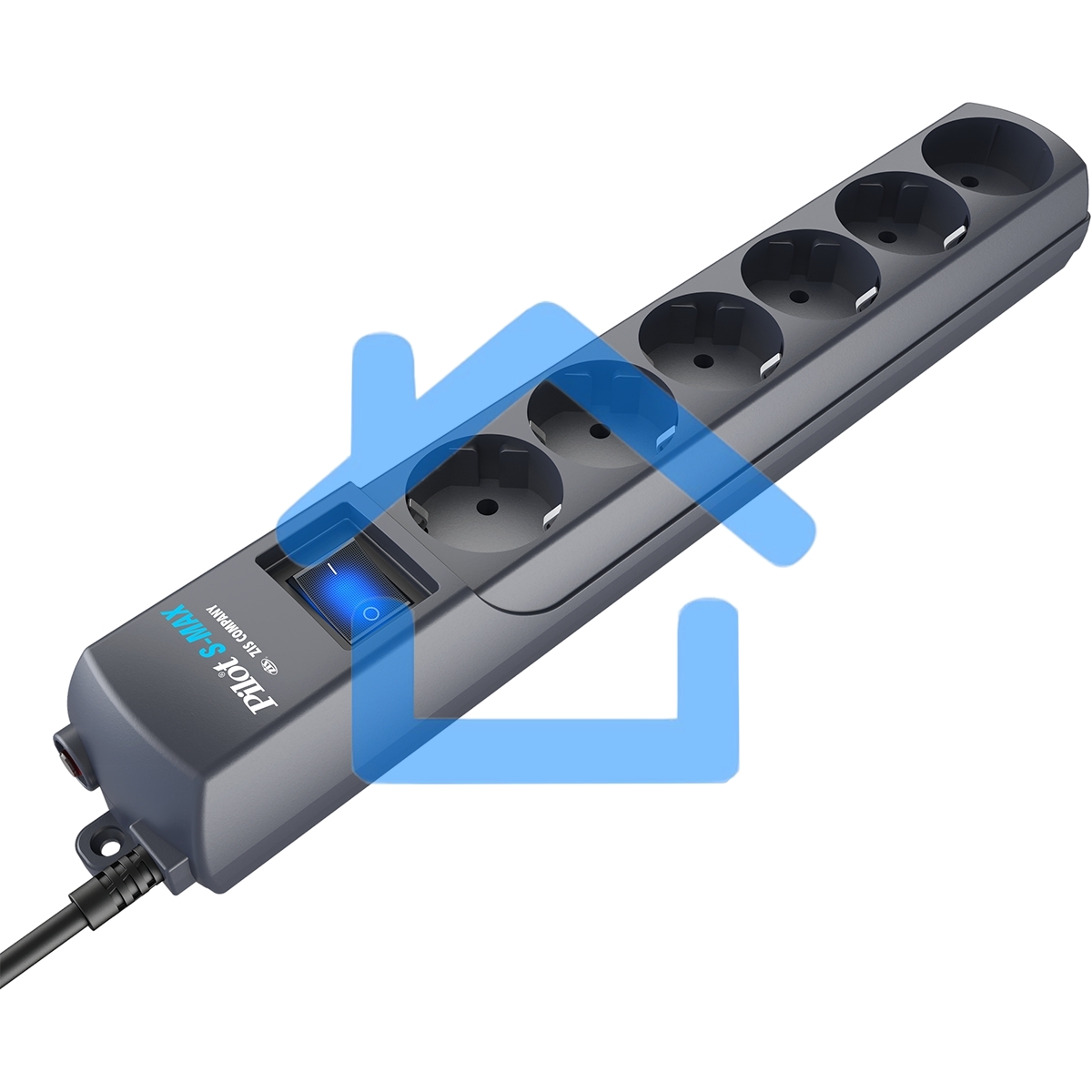 Сетевой фильтр Surge protector Pilot S Max (5 euros + 1GP), 15A/3.5kVA, automatic, 3 m, graphite