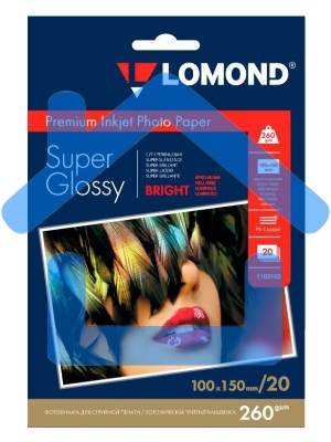 Фотобумага Lomond 1103102 10x15/260г/м2/20л./белый высокоглянцевое для струйной печати