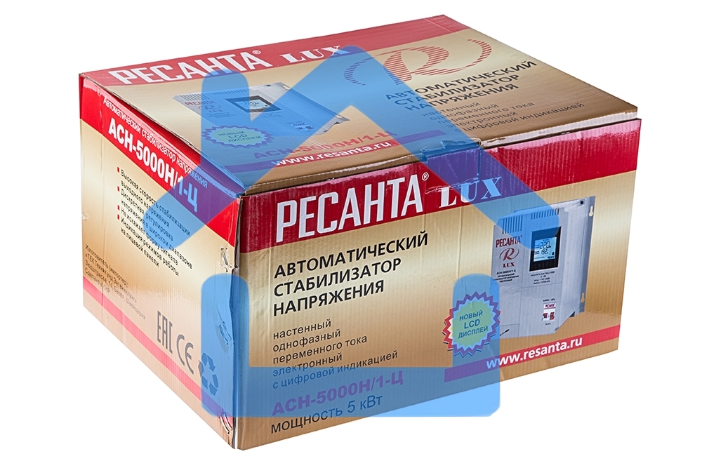 Стабилизаторы напряжения Ресанта АСН-5 000 Н/1-Ц 63/6/16 Стабилизатор Lux 220В±8%, Габариты 260х155х310, Вес 8кг