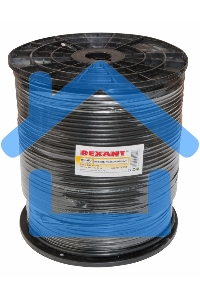 Кабель коаксиальный Rexant RG-6U+Cu, 75 Ом, Cu/Al/Cu, 64%, бухта 305 м, черный OUTDOOR