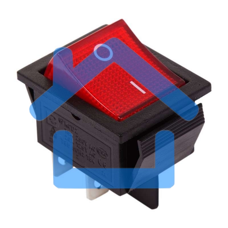 Выключатель клавишный 250V 20А (4с) ON-OFF красный с подсветкой Rexant