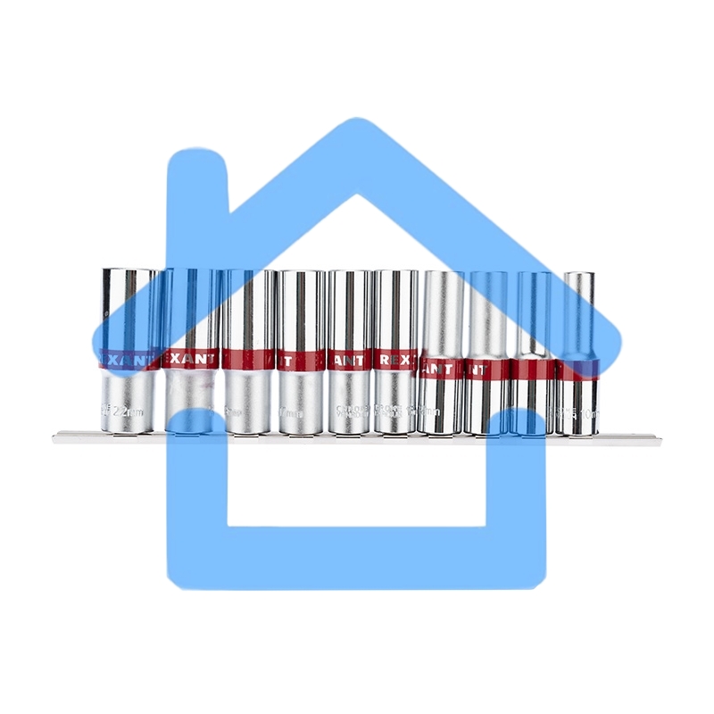 Набор удлиненных торцевых головок Rexant 1/2, шестигранные, CrV, 10 шт., 10-22 мм