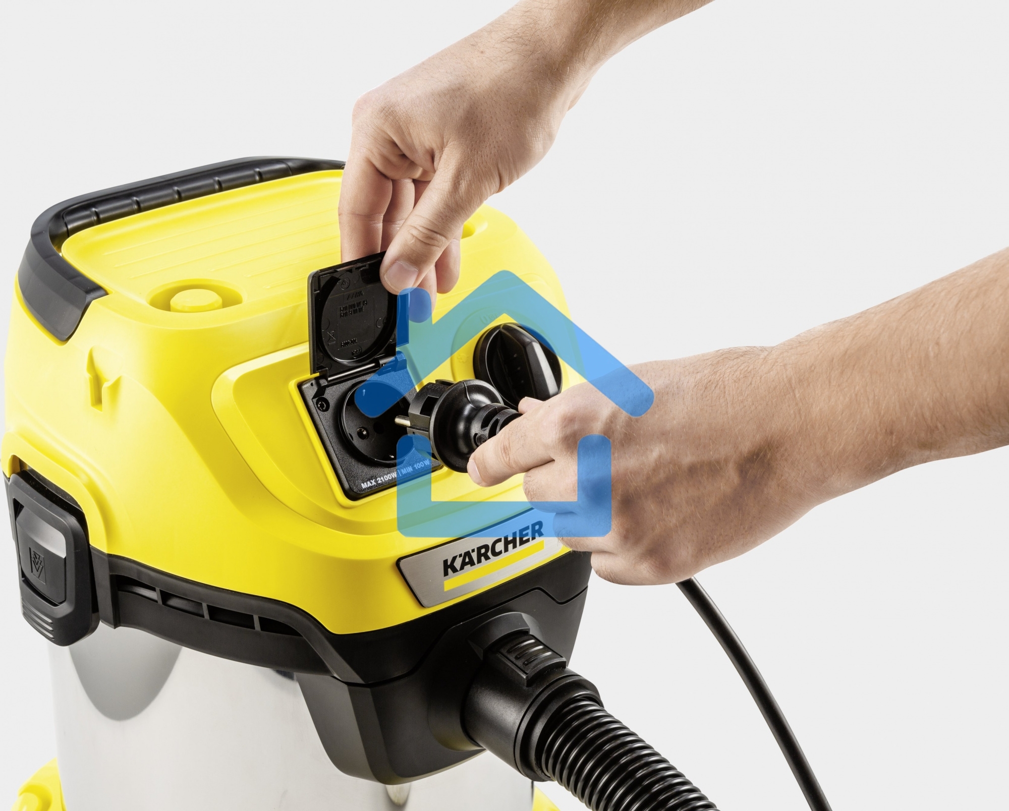 Строительный пылесос Karcher WD 3 P S V-17/4/20 желтый, 1000 Вт, уборка сухая/сбор воды, пылесборник мешок/контейнер, 17 л
