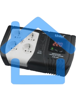 Стабилизатор напряжения UNIEL (9621) U-ARS-500/1 серия Standard - Expert 500 ВА(Однофазный электронны(релейный)стабилизатор,цифровой дисплей,номинальная мощность 0,5кВА,диапазон входного напряжения 145-280В,выходное напряжение 220+/-10%В,частота 50/60Гц,т