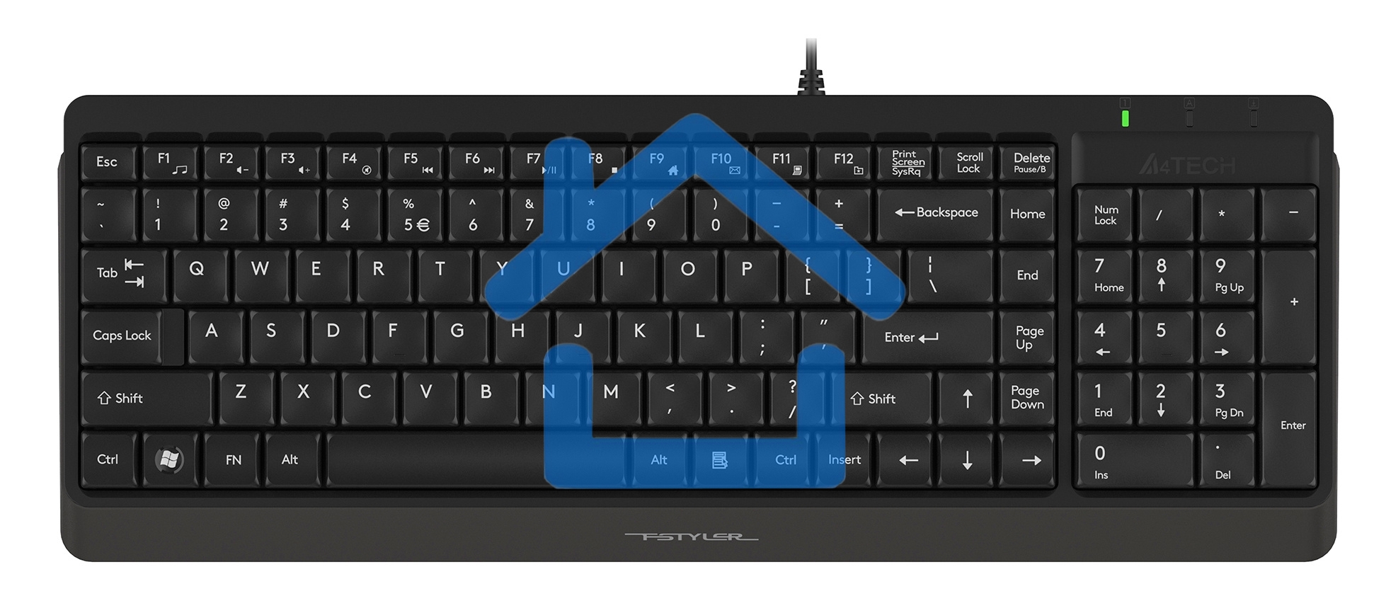 Комплект клавиатура + мышь A4Tech Fstyler F1512 клав:черный мышь:черный USB