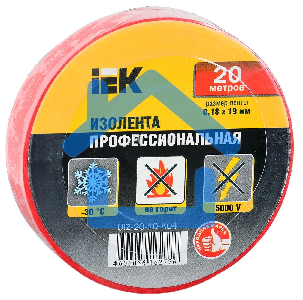 Изолента Iek UIZ-20-10-K04 0,18х19 мм красная 20 метров ИЭК