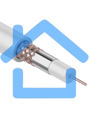 Кабель коаксиальный Rexant RG-59U+Cu, 75 Ом, Cu/Al/Cu, 64%, бухта 100 м, белый