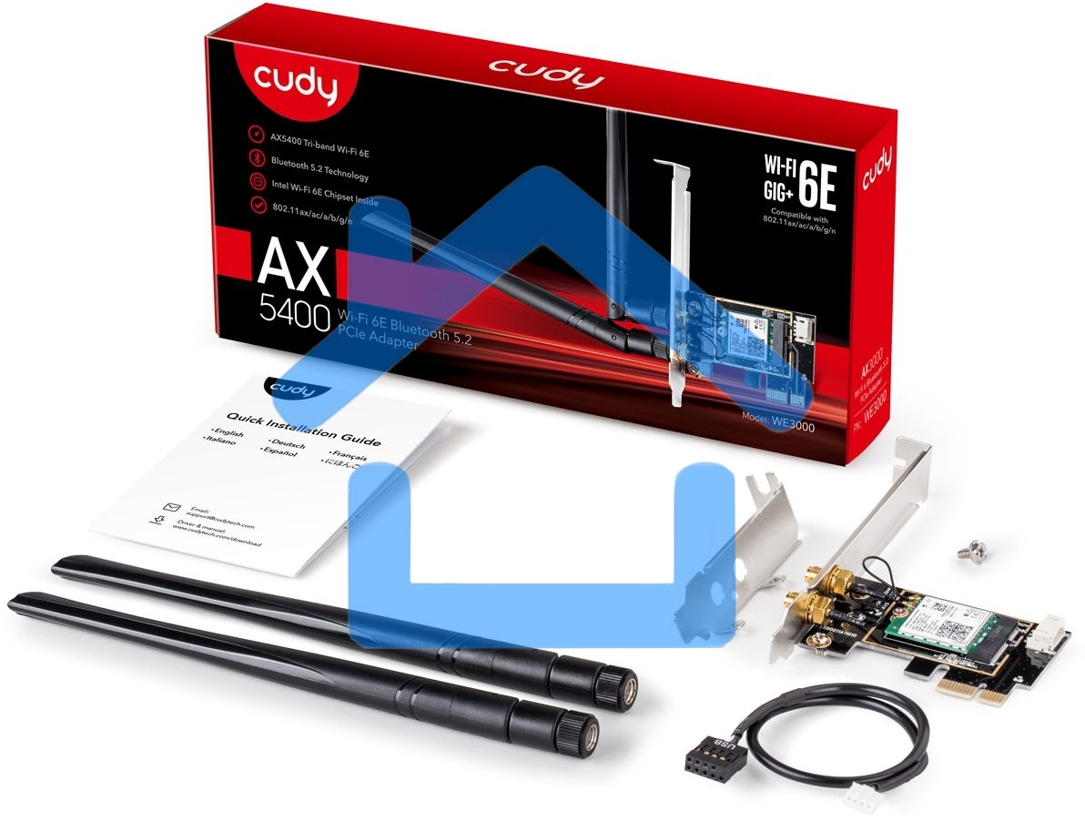 Сетевой адаптер Wi-Fi + Bluetooth Cudy WE3000 AX3000 PCI Express (ант.внеш.съем) 2ант.