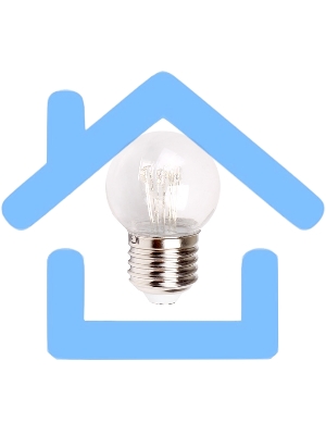 Лампа накаливания шар Neon-night e27 6 LED Ø45мм - синяя, прозрачная колба, эффект лампы накаливания