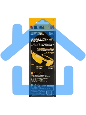 Очки защитные Denzel открытые, поликарбонатные, желтая линза