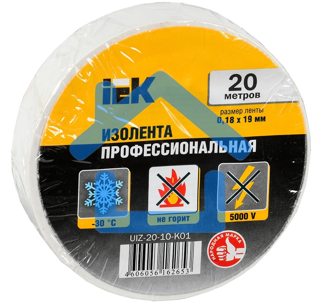 Изолента Iek UIZ-20-10-K01 0,18х19 мм белая 20 метров ИЭК