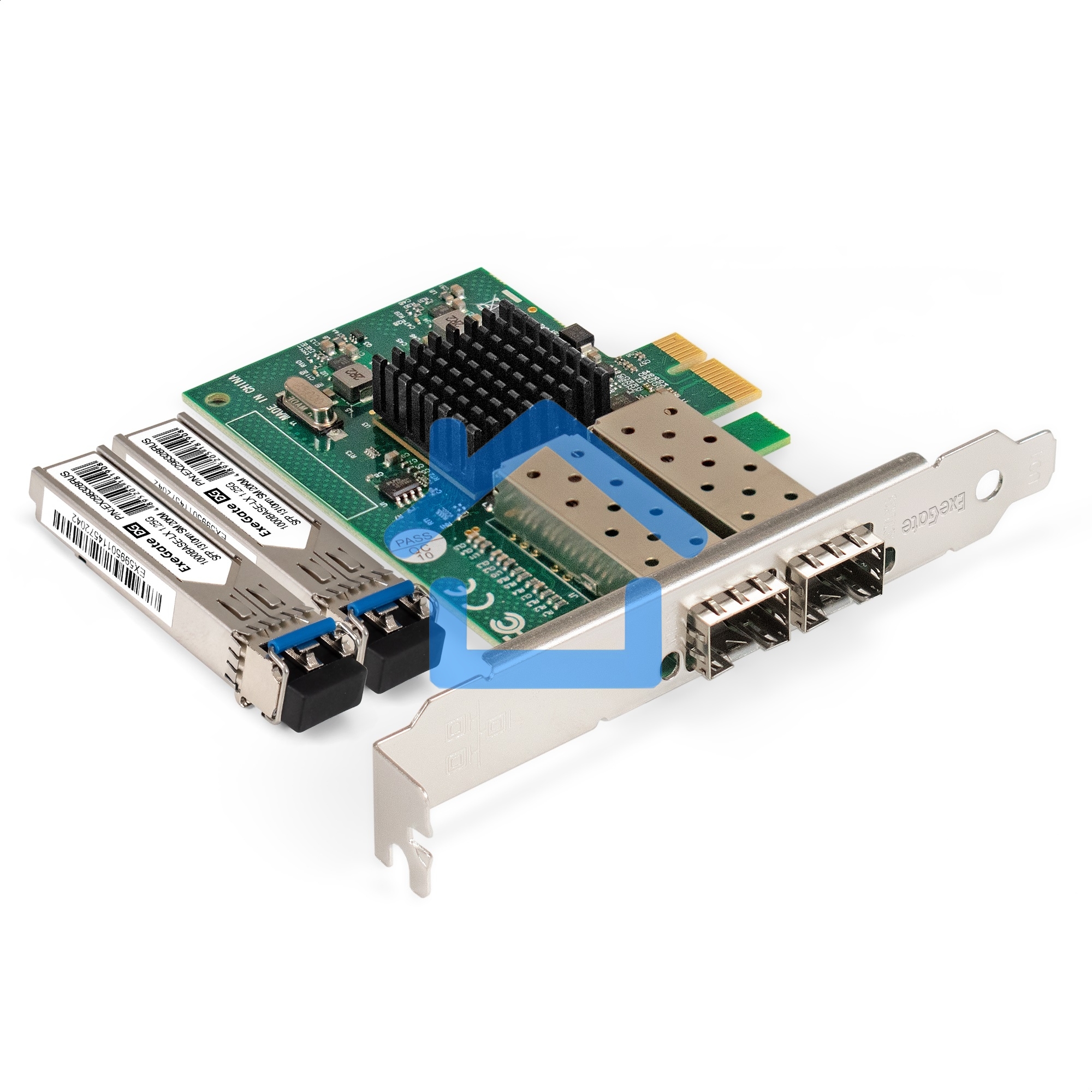 Комплект: Сетевой адаптер SFP ExeGate EXE-82576-F2 + Трансивер Single-Mode до 20км ExeGate EXT-1G-SM1310-LC2-20KM (EX296229RUS: PCI-E x1 v2.0, порты 2x SFP (10/100/1000Mb/s), Gigabit Server NIC Intel Chipset 82576-F2 + EX298328RUS: Tx:1310/Rx:1310 нм, до 