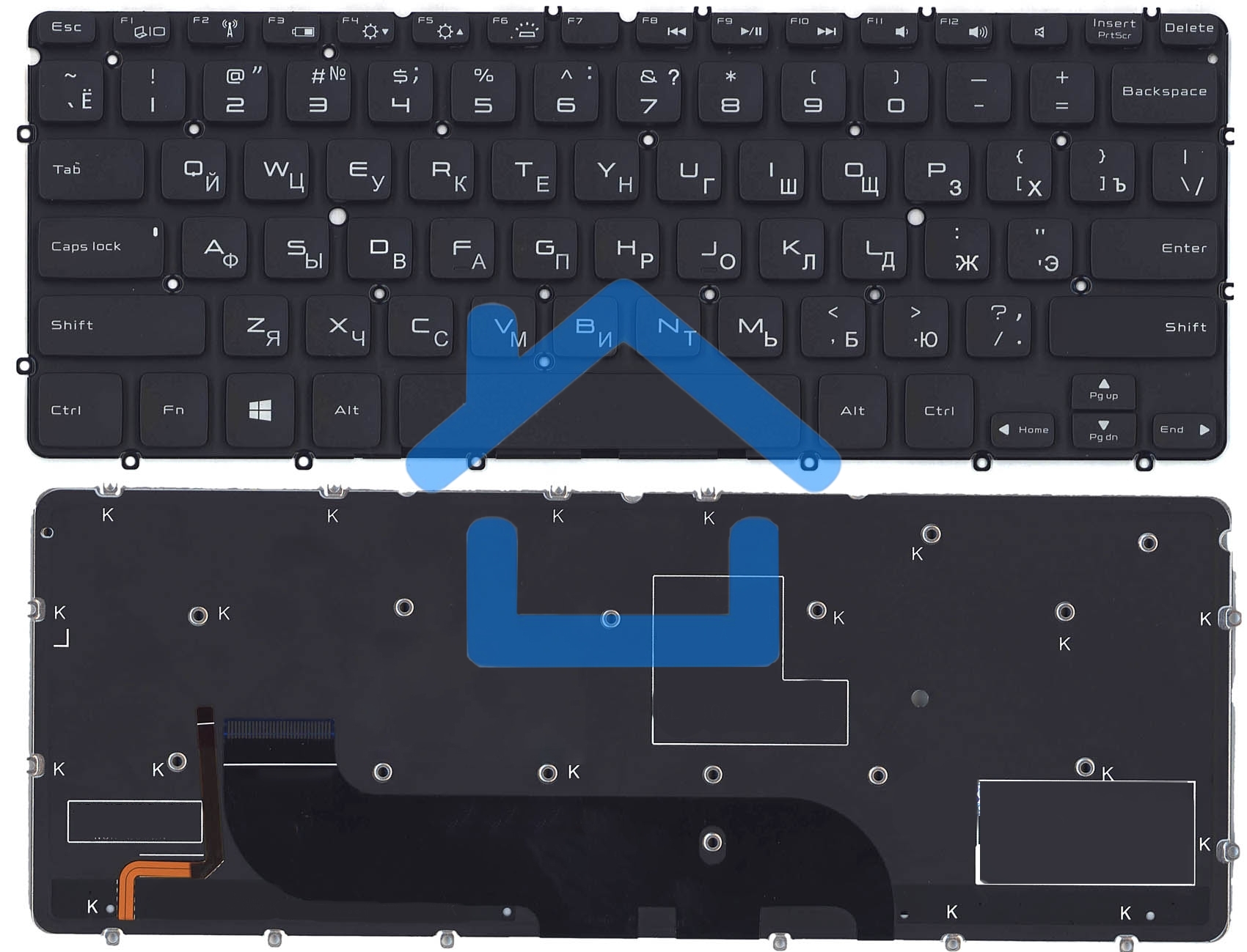 Клавиатура для ноутбука Dell XPS 12 13 черная с подсветкой