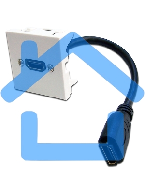 Вставка Mosaic 45x45 с адаптером HDMI с удлинителем, мама-мама, белая