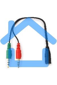 Кабель аудио сигнала Cablexpert, Jack3.5 нушники + 3.5 микрофон-> Jack3.5 4pin, длина 20см, черный