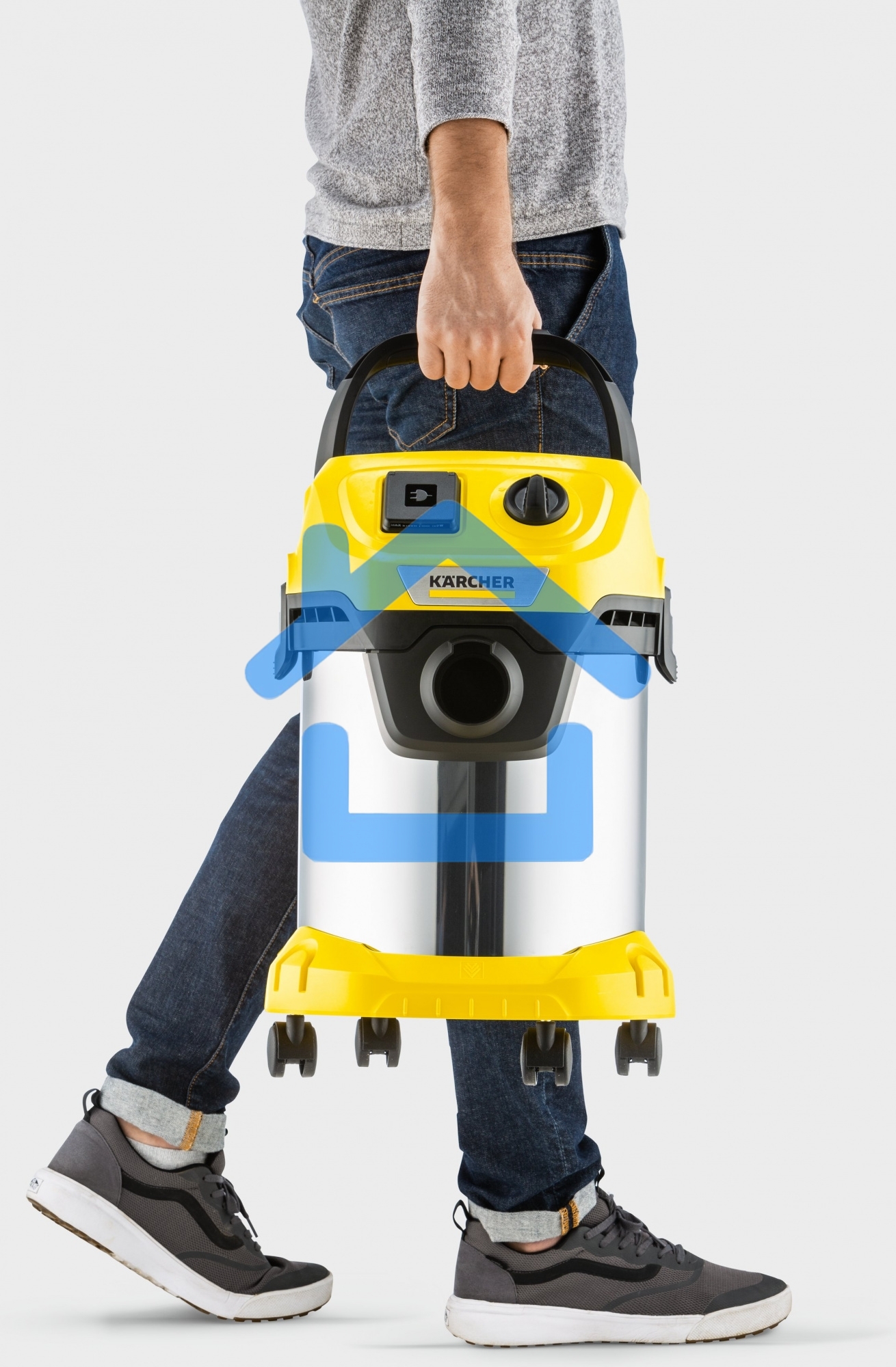 Строительный пылесос Karcher WD 3 P S V-17/4/20 желтый, 1000 Вт, уборка сухая/сбор воды, пылесборник мешок/контейнер, 17 л