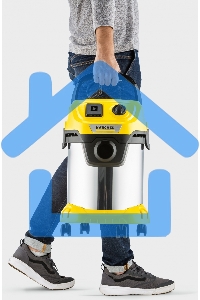 Строительный пылесос Karcher WD 3 P S V-17/4/20 желтый, 1000 Вт, уборка сухая/сбор воды, пылесборник мешок/контейнер, 17 л
